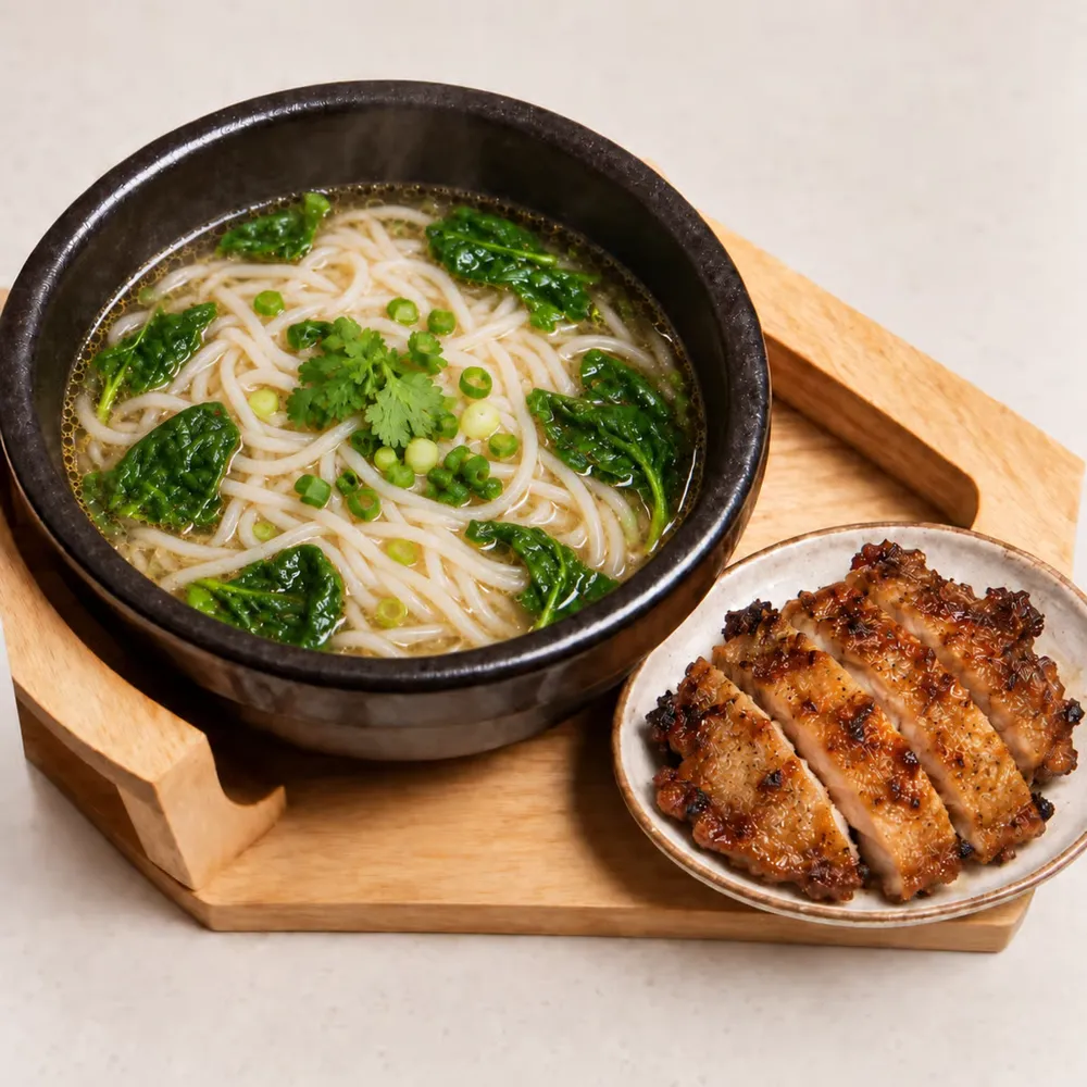 Charcoal Grilled Chicken Rice Noodle Soup